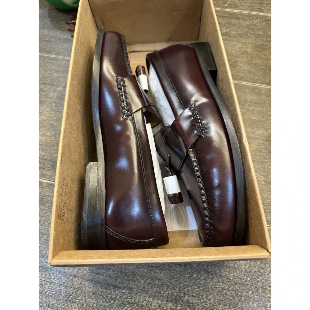 Johnston & Murphy Hayes Loafer Dress Burgundy Leather Moc Toe Tassel 8.5 Wide